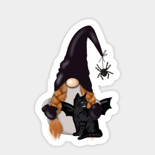 Halloween - Gnome  , Black Cat  and Spider Sticker